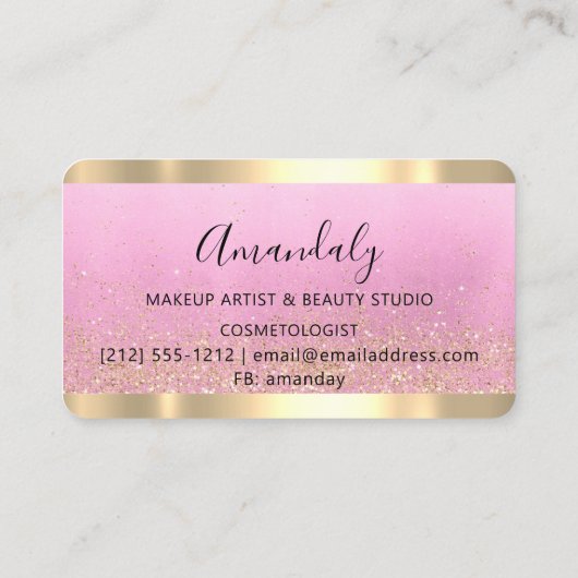 Hairdresser Stylist Coiffeur Scissors Gold Pink Visitekaartje (Achterkant)