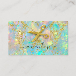 Hairdresser Stylist Gold Scissors Holografen Glitt Visitekaartje