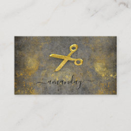 Hairdresser Stylist Golden Grungy Gray Loft Visitekaartje