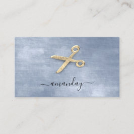 Hairdresser Stylist Golden Scissors Blue Visitekaartje
