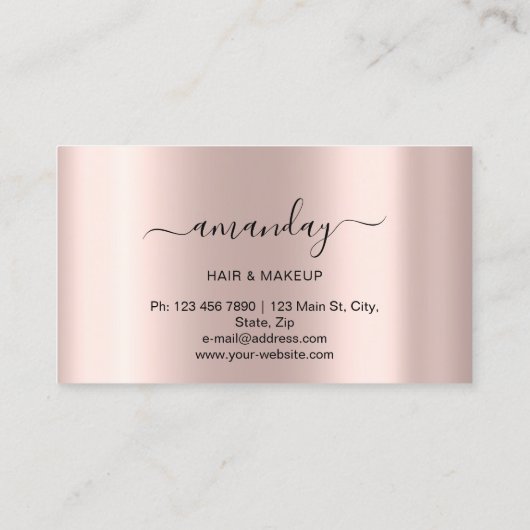 Hairdresser Stylist Golden Scissors Roos Blush Visitekaartje (Achterkant)