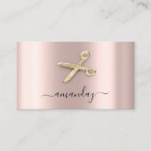 Hairdresser Stylist Golden Scissors Roos Blush Visitekaartje (Voorkant)
