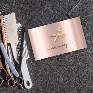 Hairdresser Stylist Golden Scissors Roos Blush Visitekaartje