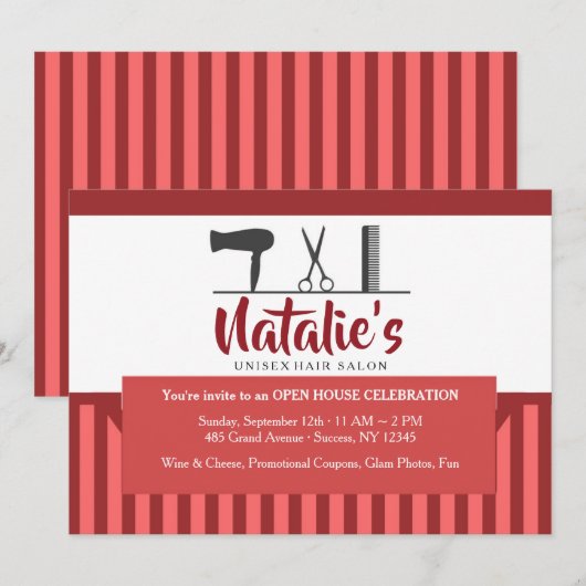 Hairdresser Tools Invitation Kaart (Voorkant / Achterkant)