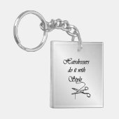 Hairdressers doen het met stijl sleutelhanger (Voorkant Links)