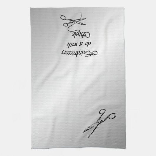 Hairdressers doen het met stijl theedoek (Verticaal)