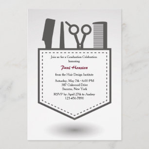 Hairdresser's Pocket Afstuderen Invitation Kaart