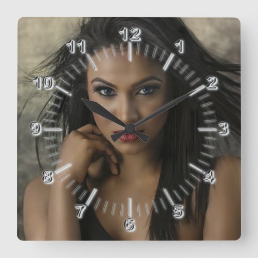 Hairdressers Square Wall Clock Vierkante Klok (Voorkant)