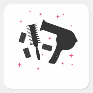Hairdressing Salon Hairdresser Logo Hair Dryer Vierkante Sticker