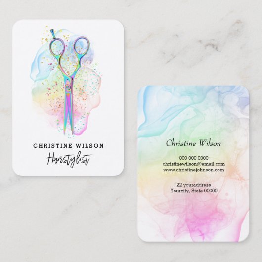 Hairdressing scissors visitekaartje (Voorkant / Achterkant)