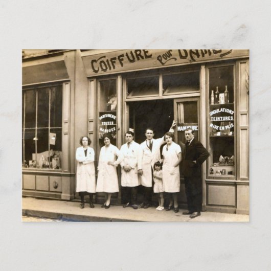 Hairdressing shop 1930 briefkaart (Voorkant)