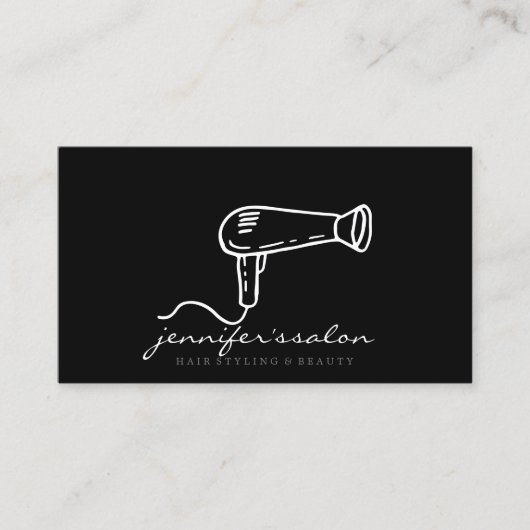 Hairdryer Haarstylist Simple Cute Logo Visitekaartje (Voorkant)