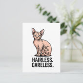 Hairless Careless Sphynx Cat Attitude Art Briefkaart (Staand voorkant)
