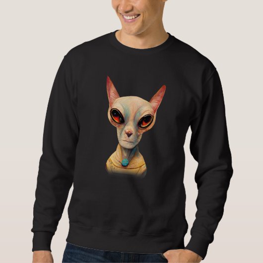 Hairless Sphynx Cat Alien UFO Portrait Trui (Voorkant)