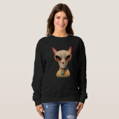 Hairless Sphynx Cat Alien UFO Portrait   Trui (Voorkant volledig)
