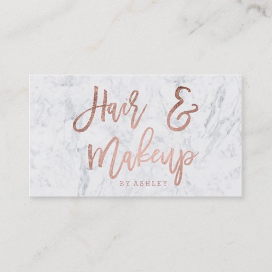 HairMakeup script roos gouden typografie marmer Visitekaartje (Voorkant)