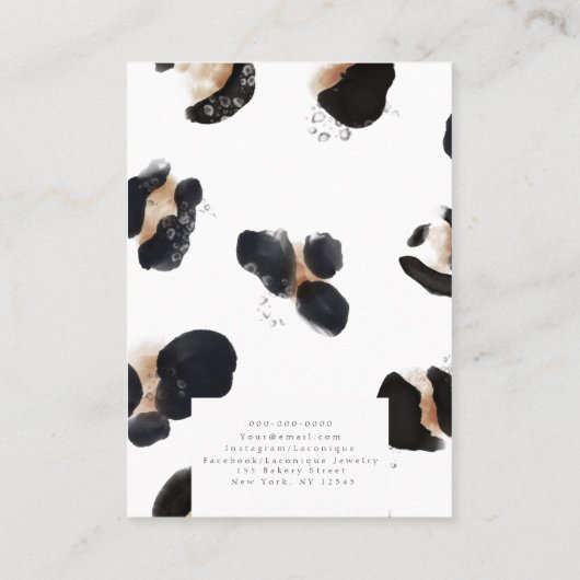 Hairpin-beeldscherm | Loopspatafdruk | Waterverf B Visitekaartje (Achterkant)