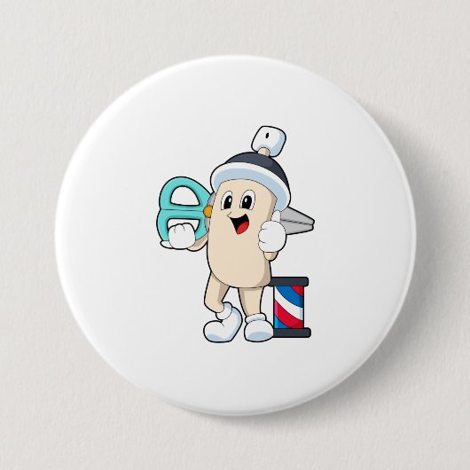 Hairspray als hairdresser met schaar ronde button 7,6 cm (Voorkant)