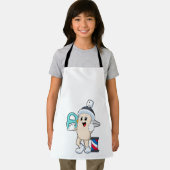 Hairspray als hairdresser met schaar schort (Insitu)