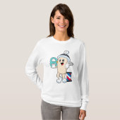 Hairspray als hairdresser met schaar t-shirt (Voorkant volledig)