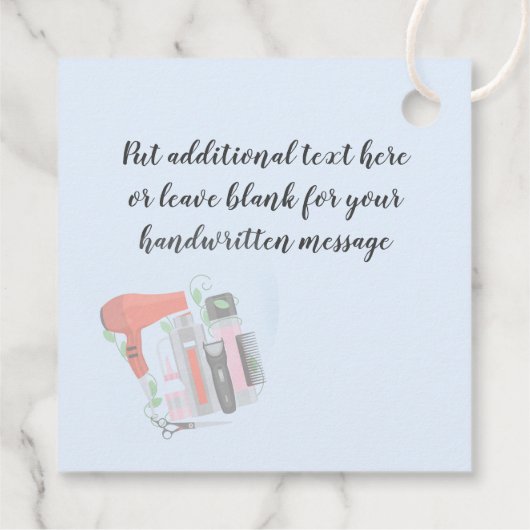 Hairstyling Tools Design Favor Kaart Bedankjes Labels (Achterkant)