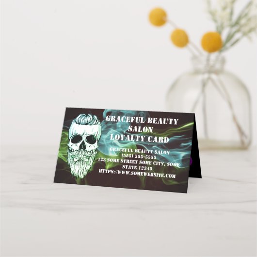 hairstylist barber loyalty card skull  (Voorkant)