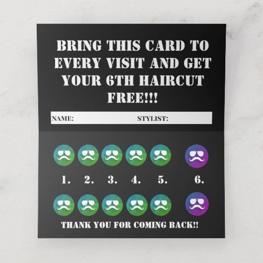 hairstylist barber loyalty card skull  (Binnenkant ongevouwen)