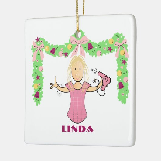 Hairstylist Cartoon Budget Thank You Christmas Keramisch Ornament (Links)