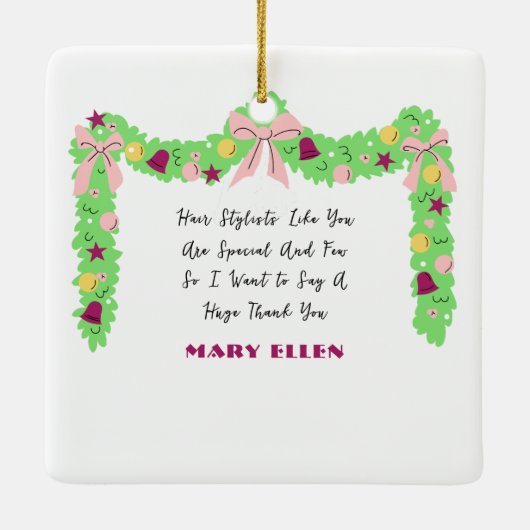 Hairstylist Cartoon Budget Thank You Christmas Keramisch Ornament (Achterkant)