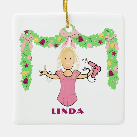 Hairstylist Cartoon Budget Thank You Christmas Keramisch Ornament (Voorkant)