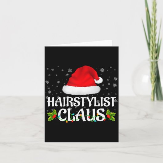 Hairstylist Claus Christmas Lights Pajama Family M Kaart (Voorkant)