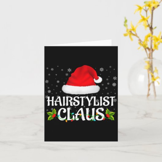 Hairstylist Claus Christmas Lights Pajama Family M Kaart (Gele Bloem)