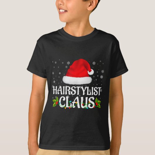 Hairstylist Claus Christmas Lights Pajama Family M T-shirt (Voorkant)