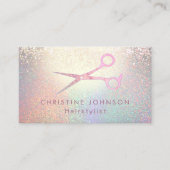 Hairstylist faux kleurrijke glitter effect visitekaartje (Voorkant)