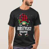 Hairstylist Gnome Buffalo Plaid Christmas Matching T-shirt (Voorkant)