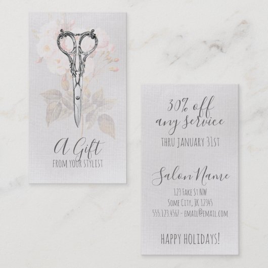 hairstylist hair stylist gift certificate xmas kortingskaartje (Voorkant / Achterkant)