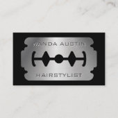 Hairstylist Razor Blade Metallic Stainless  Visitekaartje (Voorkant)