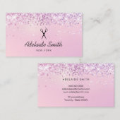 hairstylist simulated pink glitter visitekaartje (Voorkant / Achterkant)