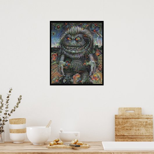 Hairy Alien Deep Dream Poster (Keuken)