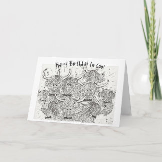Hairy Highland Coos Birthday Card Kaart