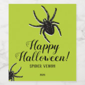 Hairy Spider Halloween Wijnlabel Zwart Groen Wijn Etiket (Enkel label)