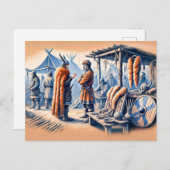 Haithabu handelspost in pastel krijttekening briefkaart (Voorkant / Achterkant)