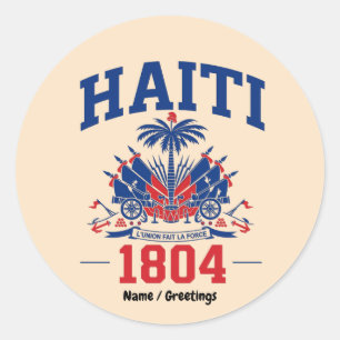 Haïti 1804 Patriottische Vintage Vlag Grafisch Erf Ronde Sticker