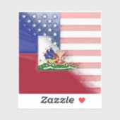 Haïti Amerika vlag gepijpt | Half Haïtiaans-Amerik Sticker (Vel)