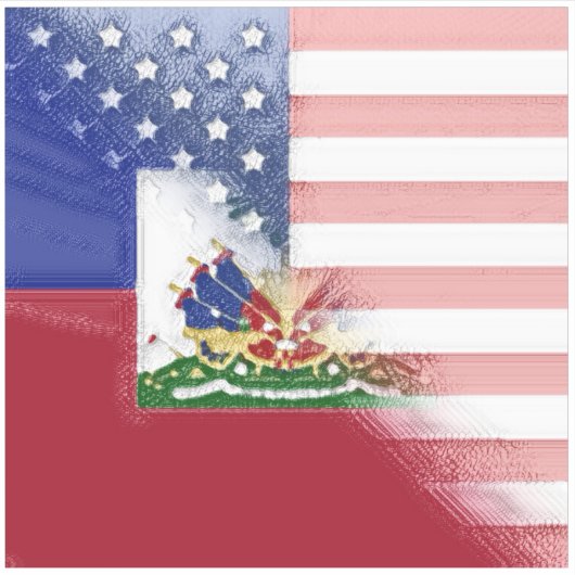 Haïti Amerika vlag gepijpt | Half Haïtiaans-Amerik Sticker (Voorkant)