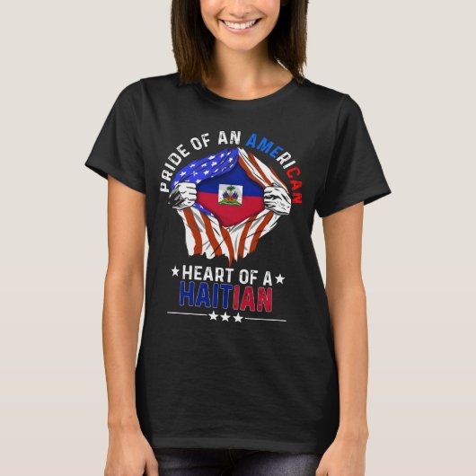 Haïti - Amerikaanse buitenlandse Haïtiaanse vlag T-shirt (Voorkant)