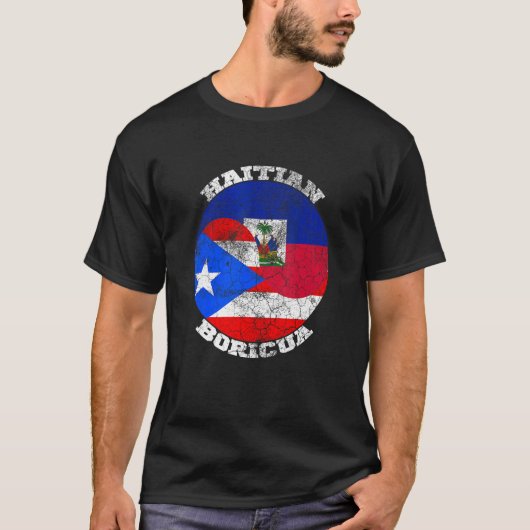 Haiti and Puerto Rico flag, Half Haitian Half Bori T-shirt (Voorkant)