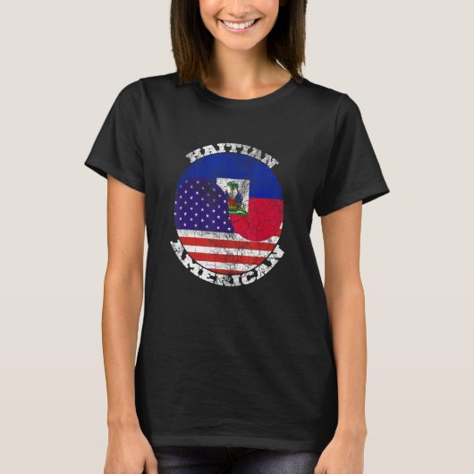 Haiti and the American flag, Half Haitian Half Ame T-shirt (Voorkant)