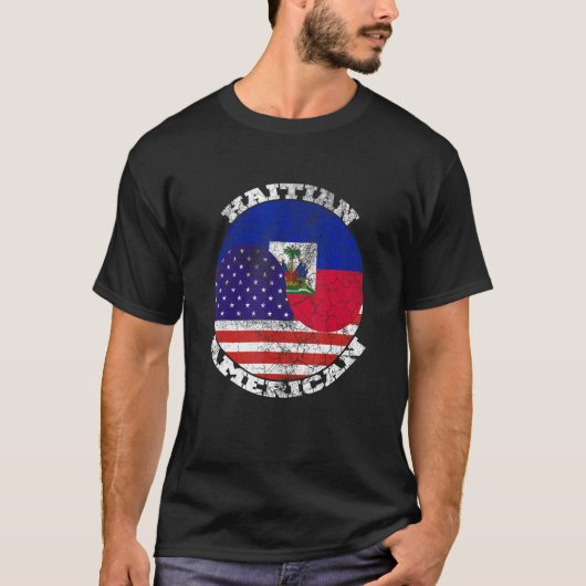 Haiti and the American flag, Half Haitian Half Ame T-shirt (Voorkant)