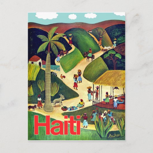 Haïti, autochtone mensen in het tropische dorp, vi briefkaart (Voorkant)